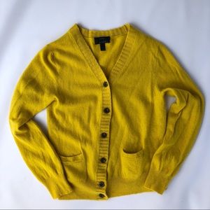 Mustard-colored JCrew sweater, made with cashmere